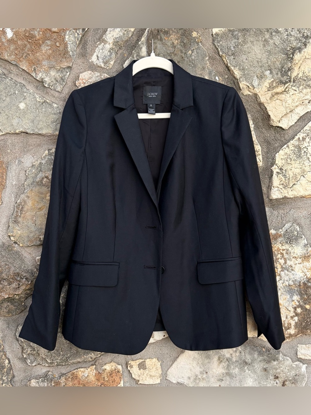 J CREW Super 120s black wool blazer jacket sz 6